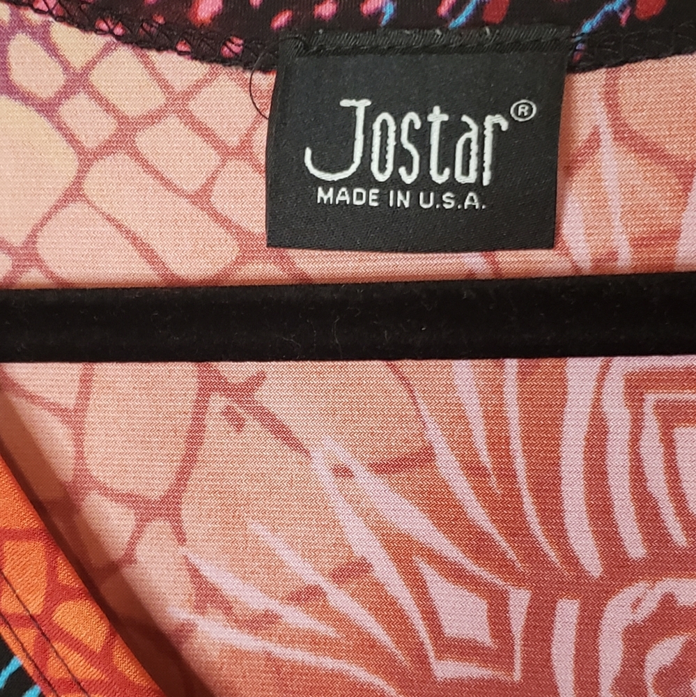 Jostar Womens Colorful Tunic T-shirt Round Neck Relaxed Fit Stretch Top Size XL - Picture 3 of 4